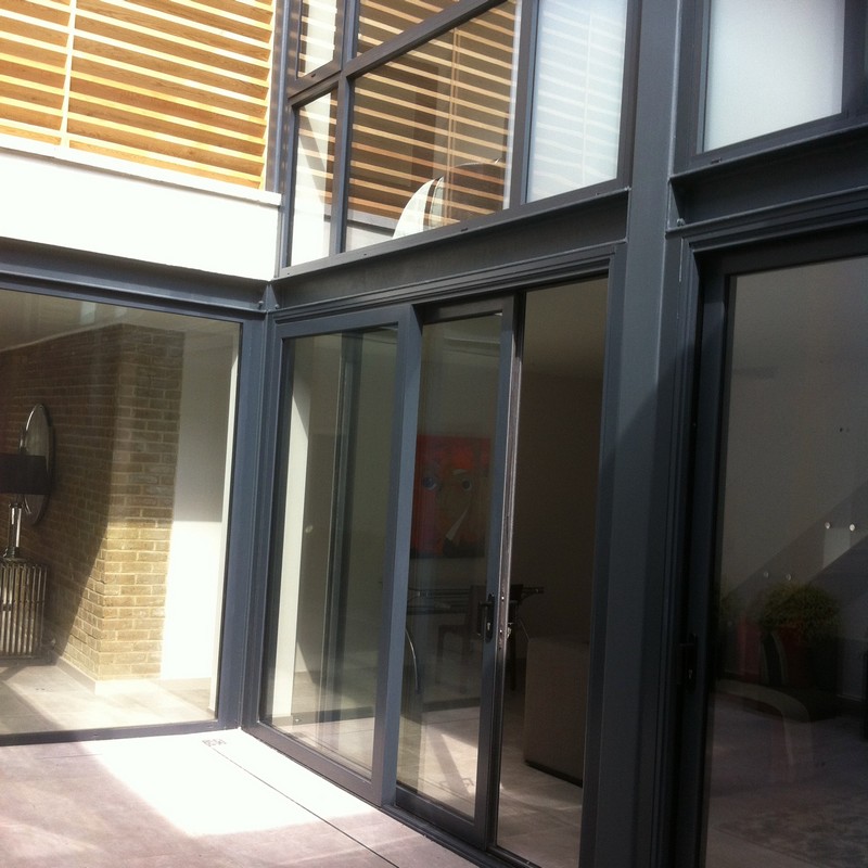 Anthracite aluminium sliding patio doors fitted in Tring